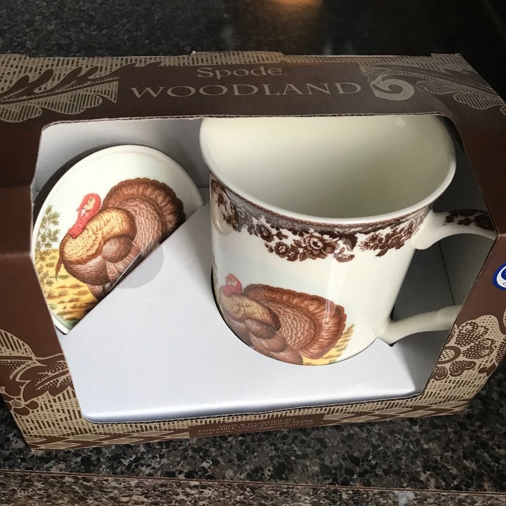 Spode Woodland Turkey Mug & Coaster Set